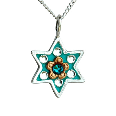 Bluish Star of David Necklace by Ester Shahaf