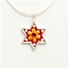 Red Flower Small Star of David Necklace by Ester Shahaf