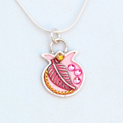 Pink Pomegranate Necklace by Ester Shahaf
