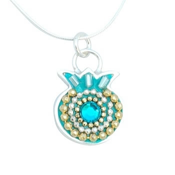 Blue Pomegranate Necklace by Ester Shahaf