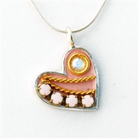 Pink Small Silver Heart Pendant by Ester Shahaf