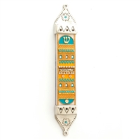 Shalom Wood & Pewter Mezuzah Case by Ester Shahaf