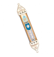 Blue Wood & Pewter Mezuzah Case by Ester Shahaf