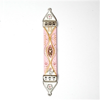 Pink Wood & Pewter Mezuzah Case by Ester Shahaf