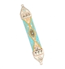 Light Blue Wood & Pewter Mezuzah Case by Ester Shahaf