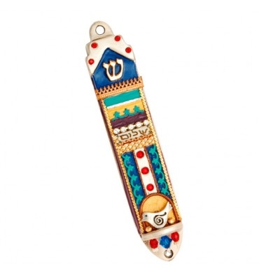 "Shalom" Mezuzah Case with Dove by Ester Shahaf
