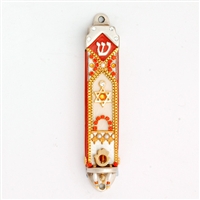 Orange Star of David Mezuzah Case by Ester Shahaf