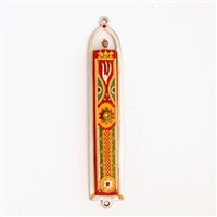 Orange & Red Oriental Mezuzah Case by Ester Shahaf