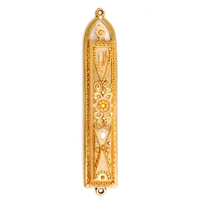 Golden Oriental Mezuzah Case by Ester Shahaf