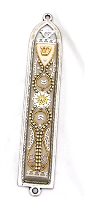 Beige Oriental Mezuzah Case by Ester Shahaf