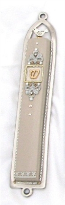 Basic Bige Oriental Mezuzah Case by Ester Shahaf