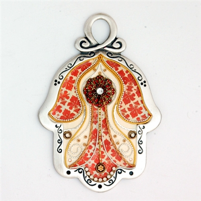 Brown Oriental Patern Hamsa Hand by Ester Shahaf