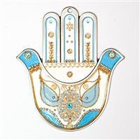 Blue & White Doves Hamsa Hand by Ester Shahaf