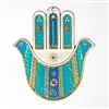 Turquoise Doves Hamsa Hand by Ester Shahaf