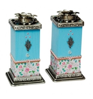 Hamsa Shabbat Candlesticks - Light Blue by Ester Shahaf