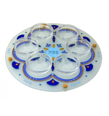 Hand Painted Passover Seder Plate by Ester Shahaf