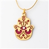 Gold & Red Hamsa Necklace by Ester Shahaf