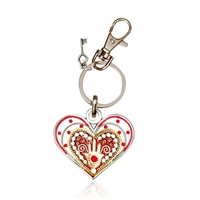 Heart Keyring by Ester Shahaf - White with Hamsa