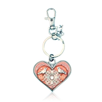 Heart Keyring by Ester Shahaf - Pink with Doves