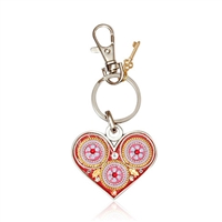 Heart Keyring by Ester Shahaf - Flowers and Beads in Gold, Purple and Pink