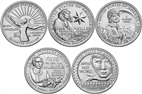 2022 S Mint American Women Quarter Series 5 Coin Set