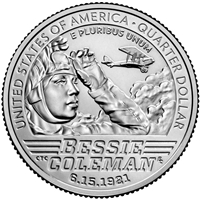 2023 - P and D Bessie Coleman, American Women Quarter Series 2 Coin