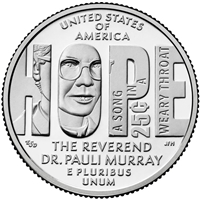 2024 - P and D Rev Dr. Pauli Murray, American Women Quarter Series 2 Coin