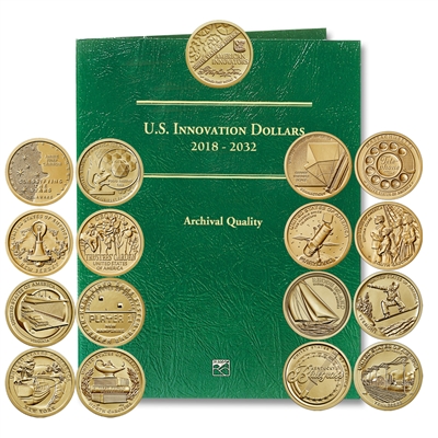 2018 - 2022 P Mint First 17 Coins of American Innovation Dollars in U.S. Innovation Dollar Folder - Holds 57 Coins