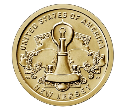 2019 American Innovation New Jersey - Edison Bulb $1 Coin - P and D 2 Coin Set