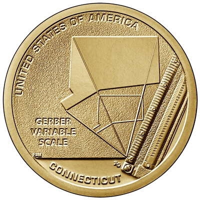 2020 P American Innovation Connecticut - Gerber Variable Scale $1 Coin - Roll of 25 Dollar Coins