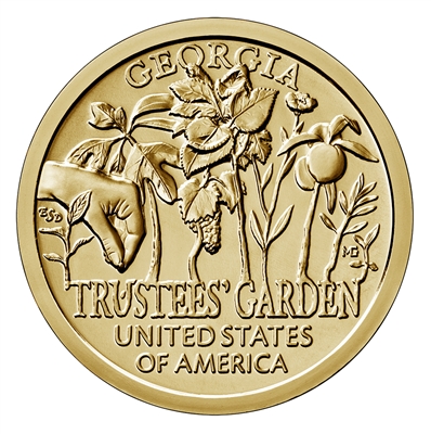 2019 D American Innovation Georgia - Trustees' Garden $1 Coin - Roll of 25 Dollar Coins