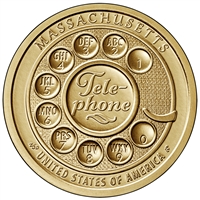 2020 P American Innovation Massachusetts - Invention of the Telephone $1 Coin - Roll of 25 Dollar Coins