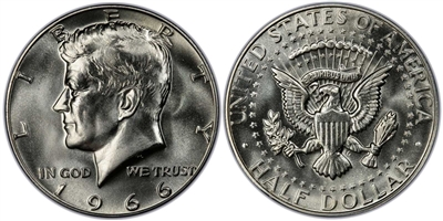 1966 P Silver Kennedy Half Dollar Uncirculated Single Coin