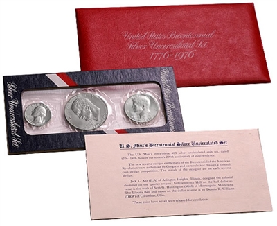 1976 U.S. Mint Set - 3 coin 40% Silver BU Bicentennial Comemmoratives