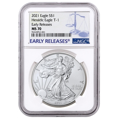 2021 NGC MS 70 Silver Eagle Early Release Blue Label