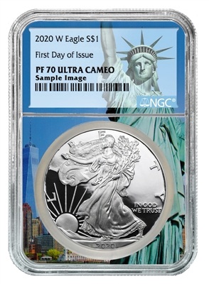 2020 W NGC PF 70 Silver Eagle Statue of Liberty Label 1oz Silver Coin