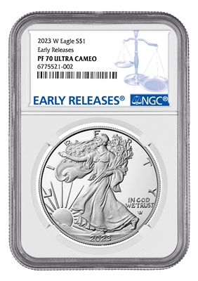 2023 W NGC PF 70 Silver Eagle Early Releases Blue Label 1oz Silver Coin