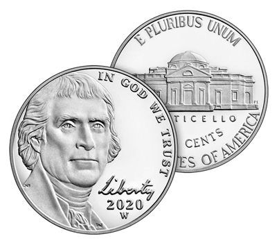 2020 W Proof Jefferson Nickel in OGP - West Point Mint