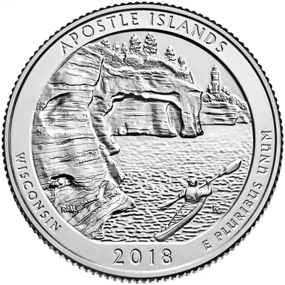 2018 - P Apostle Island National Lakeshore, WI National Park Quarter Single Coin