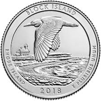 2018 - P Block Island Wildlife Refuge, RI National Park Quarter 40 Coin Roll