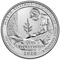 2020 - P Marsh-Billings-Rockefeller National Historical Park, VT Quarter Single Coin