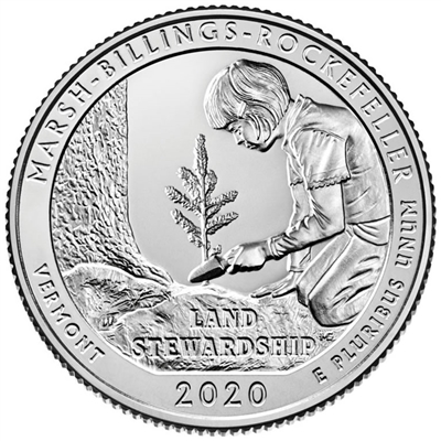2020 - P Marsh-Billings-Rockefeller National Historical Park, VT Quarter Single Coin