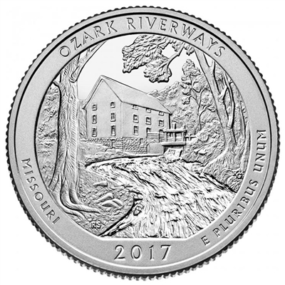 2017 - P Ozark Riverways, MO National Park Quarter Single Coin