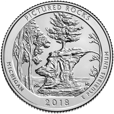 2018 - P Pictured Rocks National Lakeshore, MI National Park Quarter Single Coin