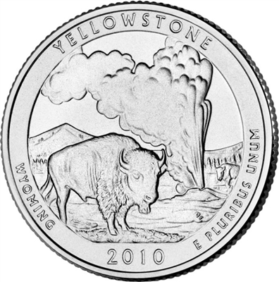 2010 - P Yellowstone National Park Quarter Single Coin