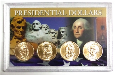 2008 - D Set of 4 Uncirculated Presidential Dollars in Full Color Holder