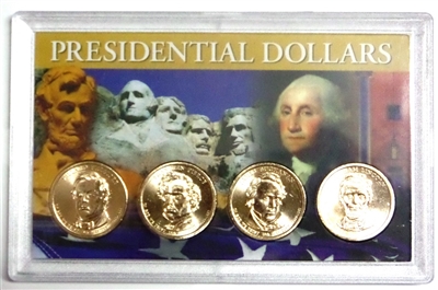2010 - D Set of 4 Uncirculated Presidential Dollars in Full Color Holder