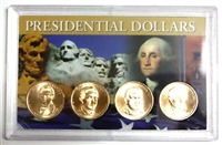 2014 - D Set of 4 Uncirculated Presidential Dollars in Full Color Holder
