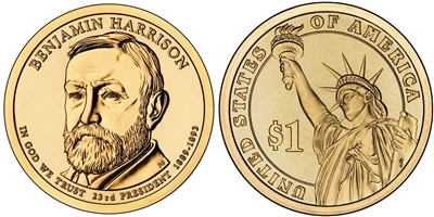 2012 Benjamin Harrison Presidential Dollar - Single Coin