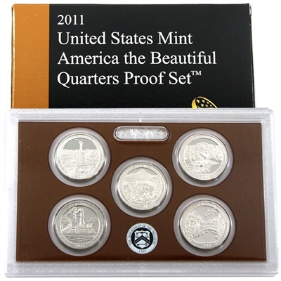 2011 - S Clad Proof National Park Quarter 5-pc. Set With Box/ COA